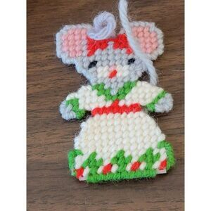 Crochet knit pattern Mouse girl dress ornament Xmas decor